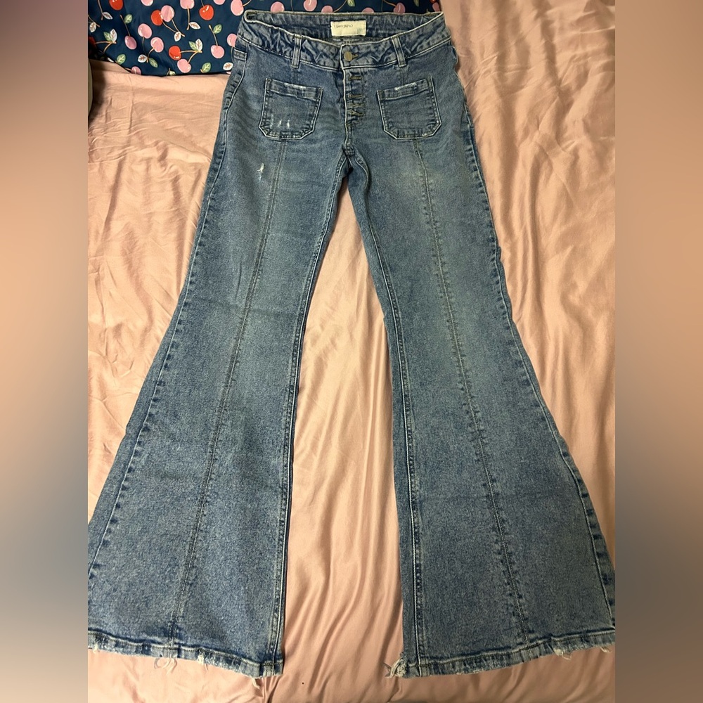 Blue Flare Wide Leg Jeans
